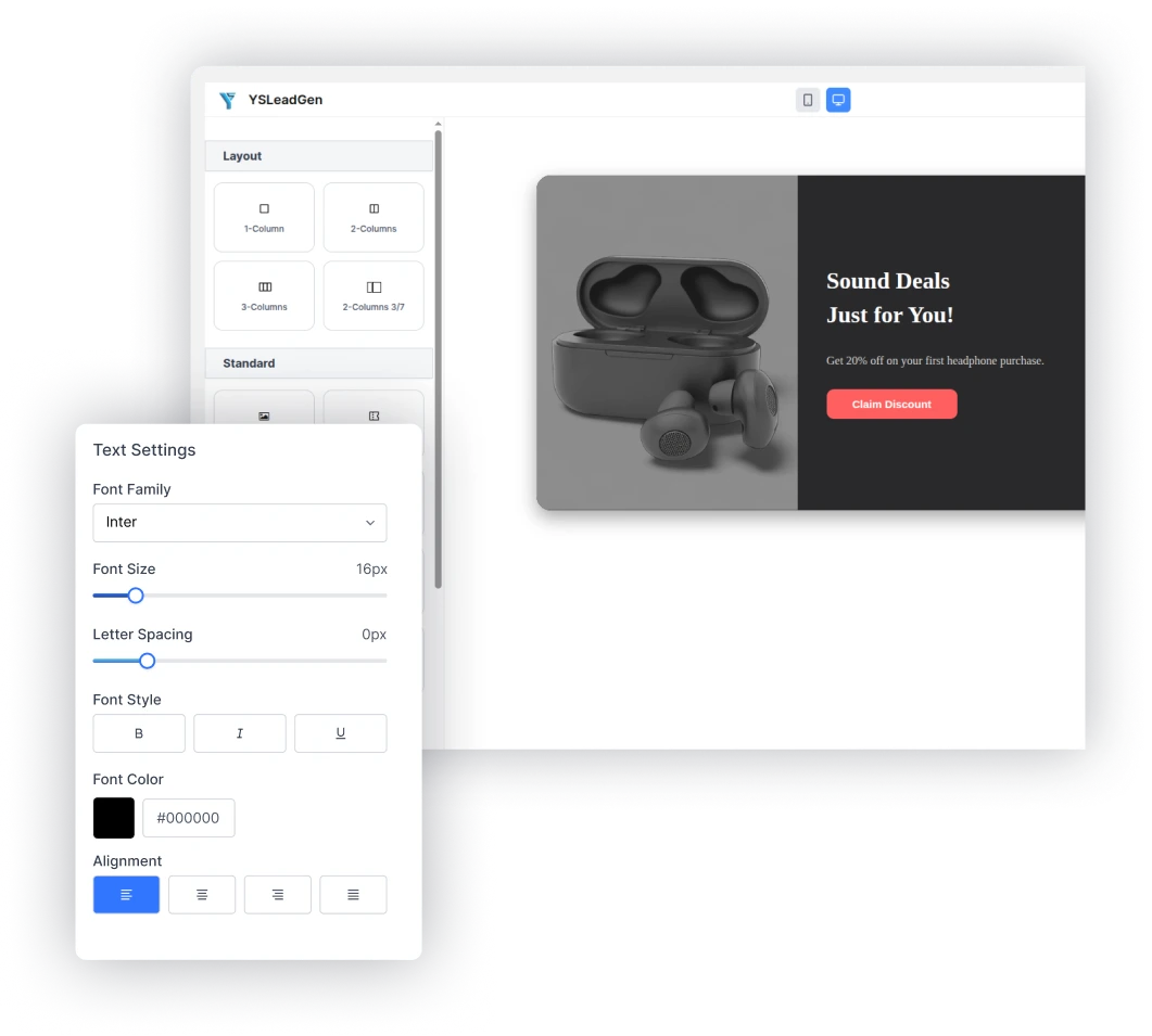 Popup right image