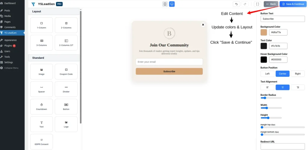 Customize Your Popup Content