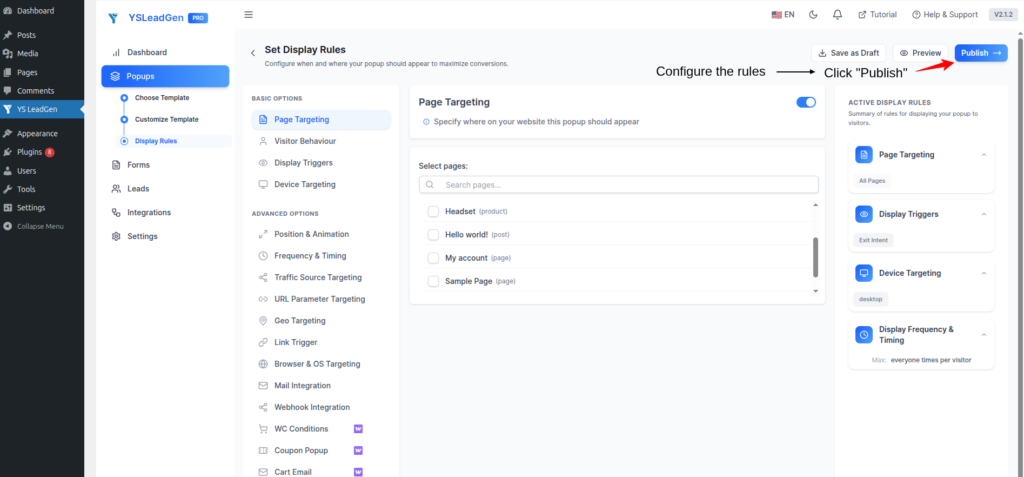 Publish and Test Your Popup