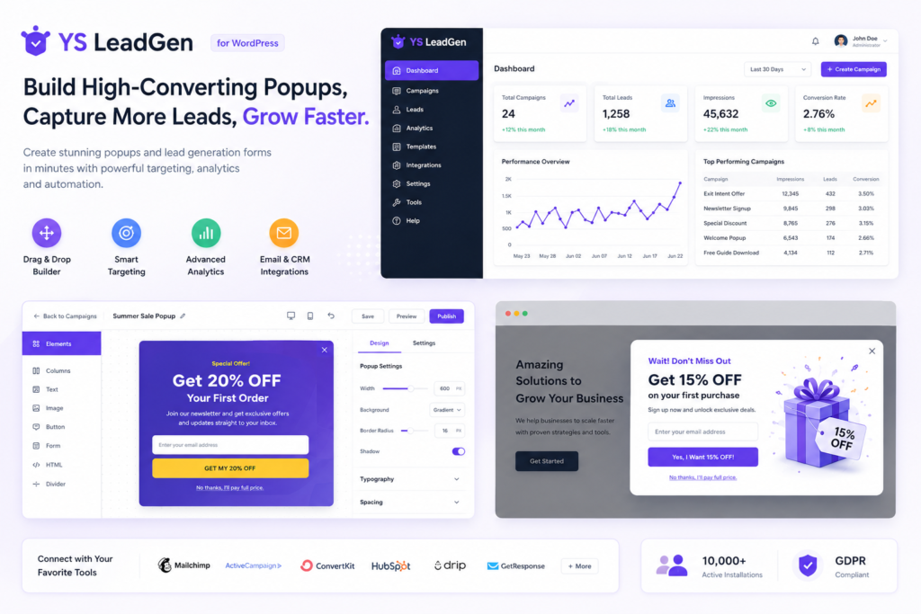 YS LeadGen - Exit Intent Popup Plugin